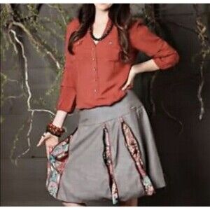 Matilda Jane Skirt You and Me Womens Medium Harriet Herringbone Zipper Peekaboo